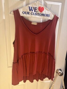 Altar'd State Rust Tiered V-Neck Sleeveless Tank